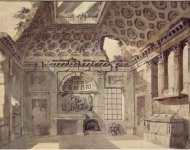 Clerisseau Charles-Louis Sketch of Painting of the Western Wall of the Ruined Room in the Trinita dei Monti  - Hermitage